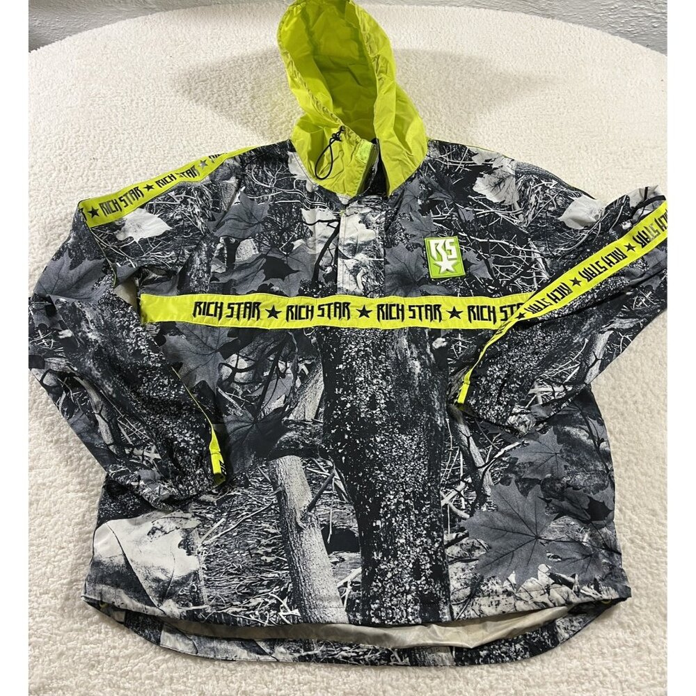 Rich Star Logo Track Jacket Mens XXL Green Camo Pullover Hunting
